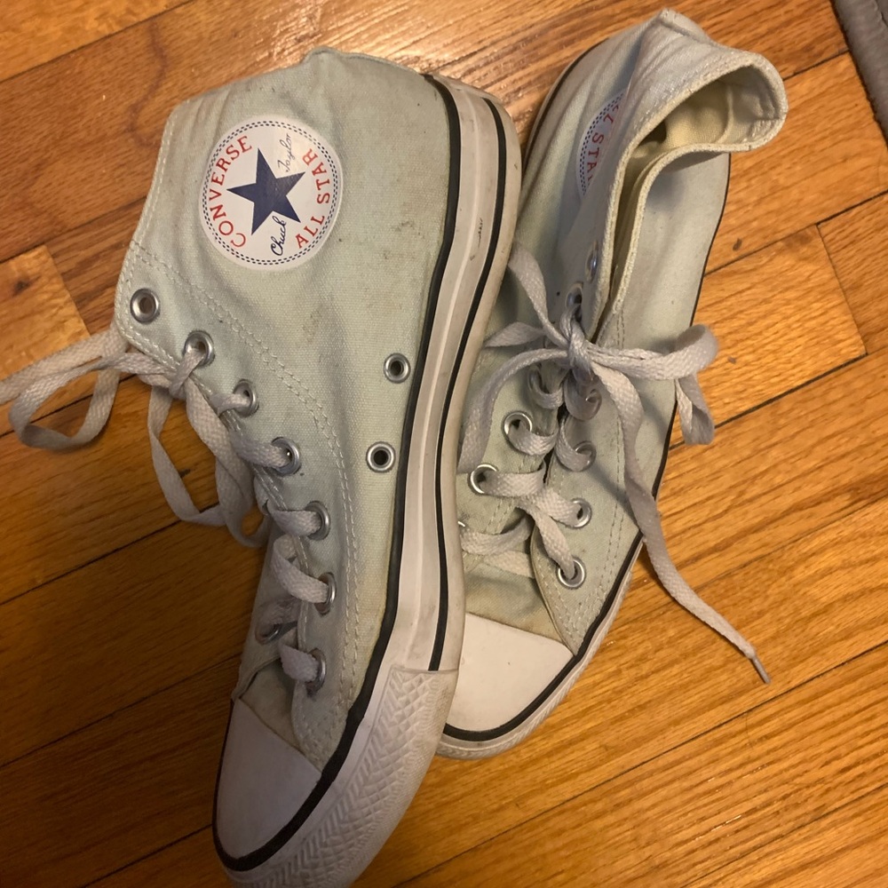 Light teal high top Converse Chuck Taylors